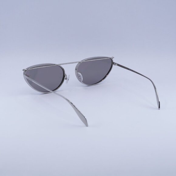 Alexander McQueen AM0424S 004 Sunglasses Silver Cat Eye Frame, Grey Lenses main image 5